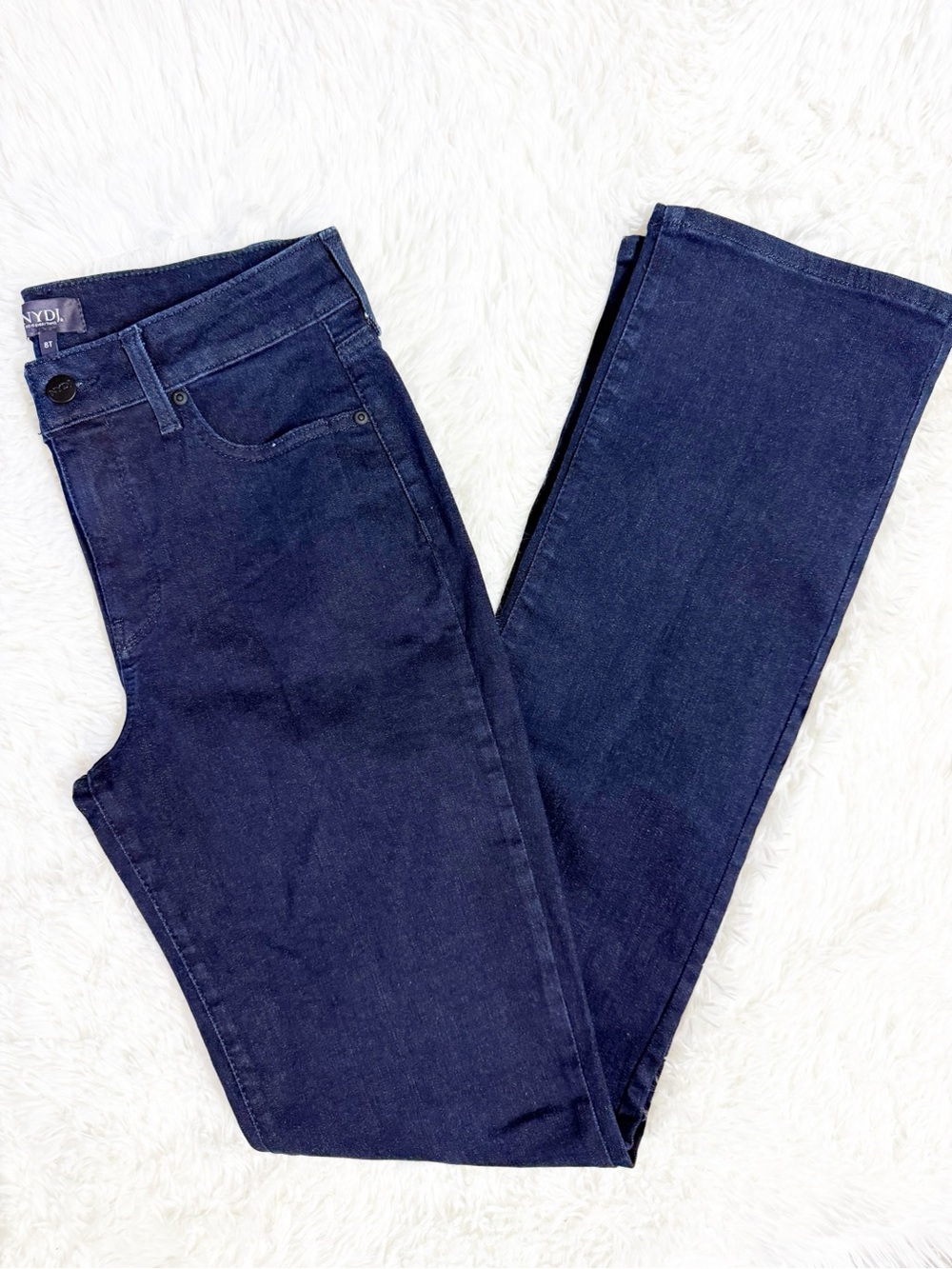 NYDJ Marilyn Straight Jeans Women’s Size 8 Tall Dark Wash High Rise Stretch